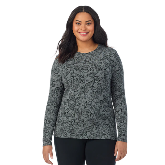 Ropa suave con manga larga elástica de cuello redondo Cuddl Duds