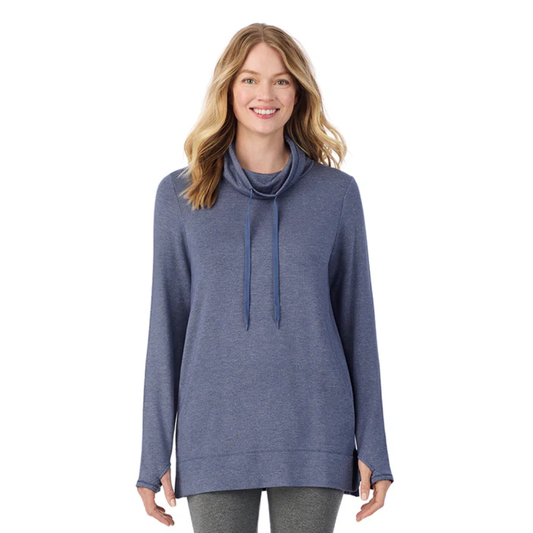 Túnica de manga larga con cuello drapeado ultra cómoda Cuddl Duds